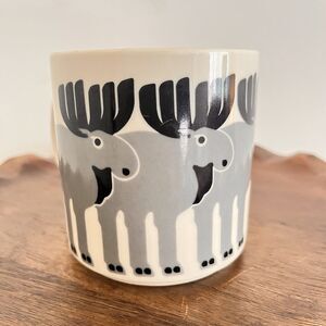 Vintage 1983 Minimals Taylor & NG Gray & Black Moose Coffee Mug Japan 80s Retro